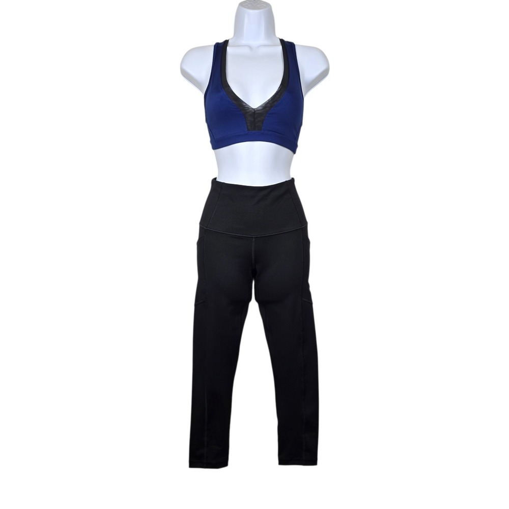 Victoria's Secret Womens Blue Sports Bra & Black High Waisted Leggings Size XS